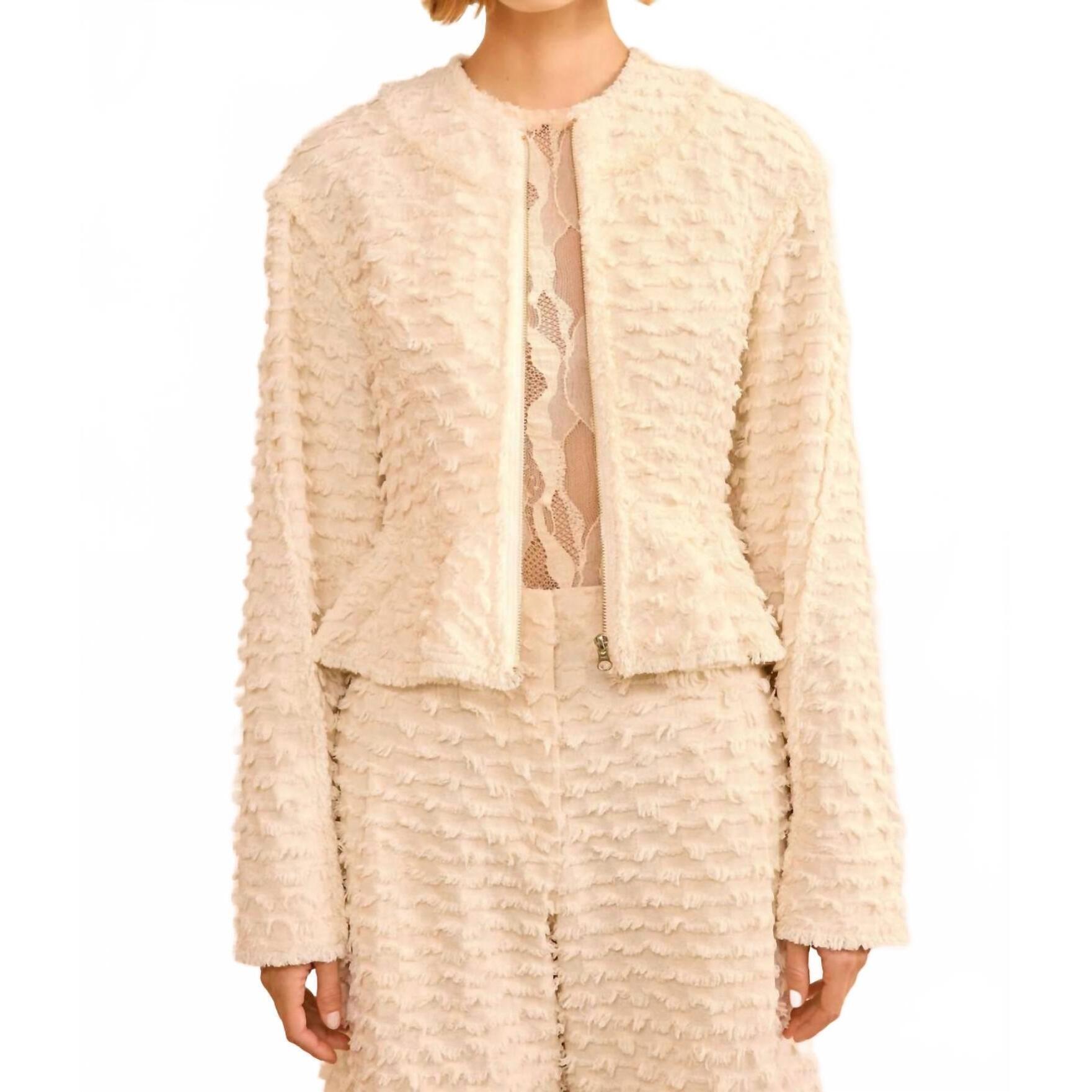 New Ulla Johnson Rosalind Zip Peplum Jacket In Ivory